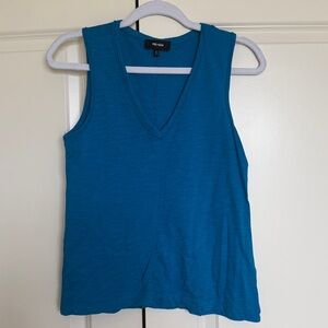 ME+EM 2 V-neck Swing Vest Slub Tank Aqua EUC Top Sleeveless Relaxed Elegance